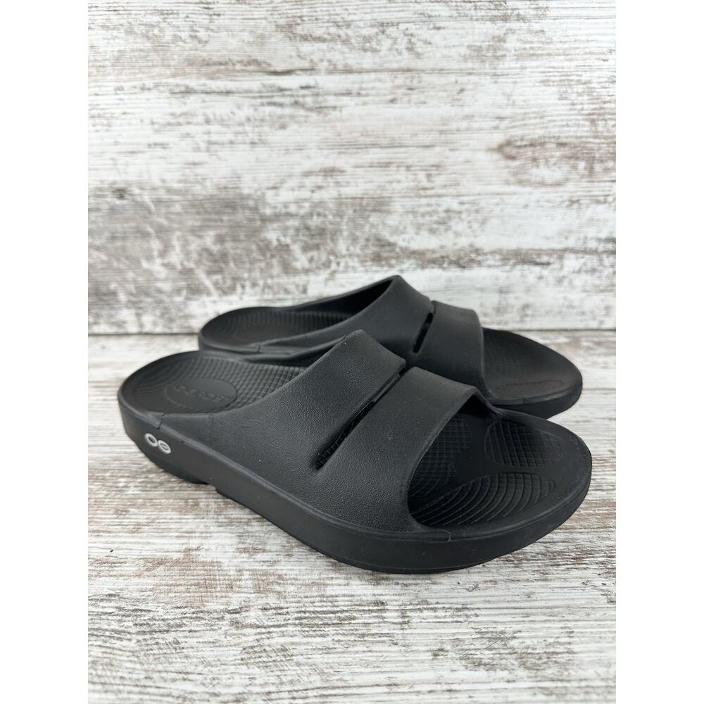 Women's OOFOS OOahh Black Recovery Slide Sandals Sz 7 Athletic Gym